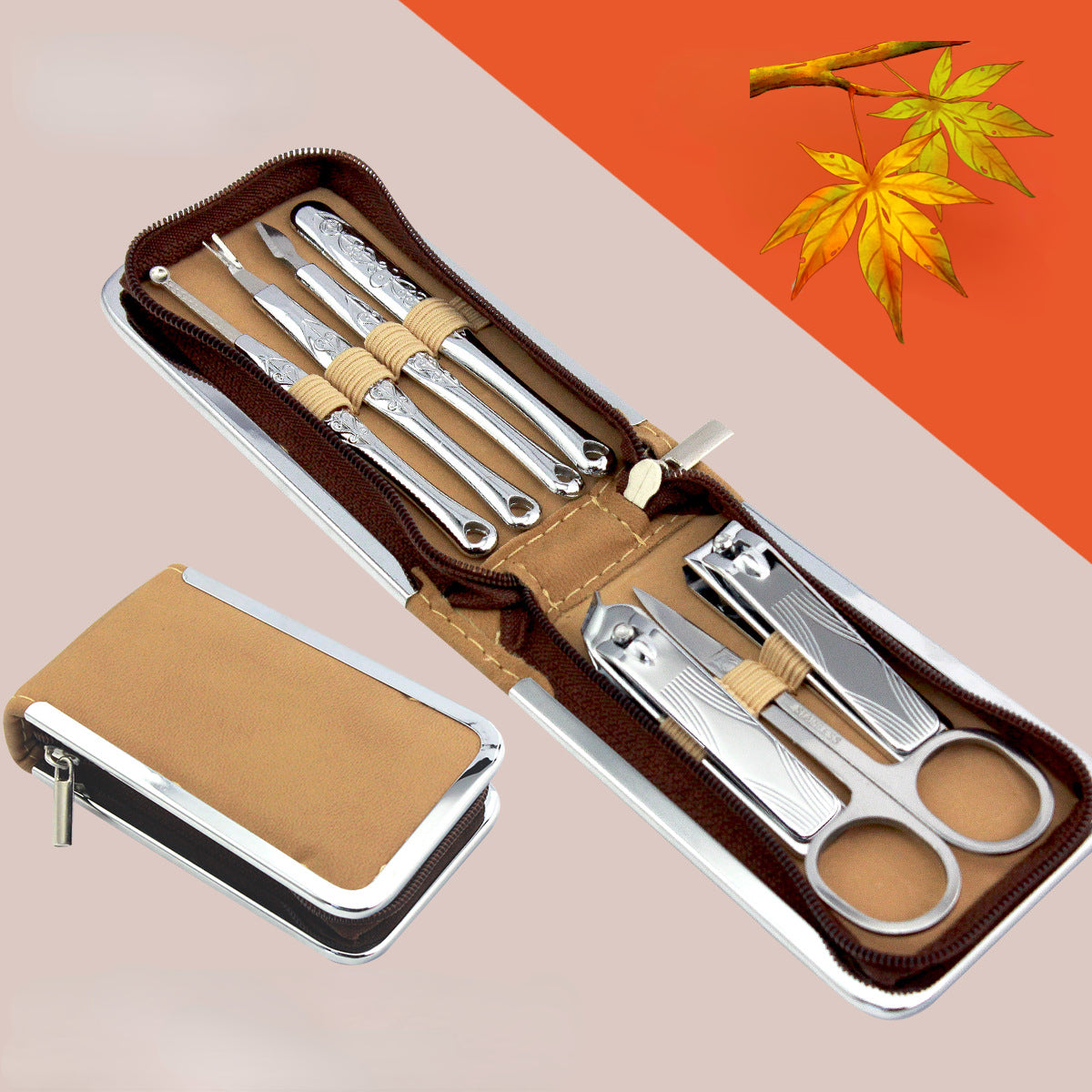 Beautifully carved seven-piece nail art tool set