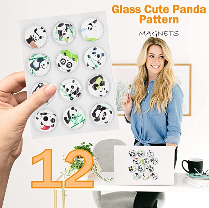 Creative crystal glass cartoon panda refrigerator stickers (12pcs/set)