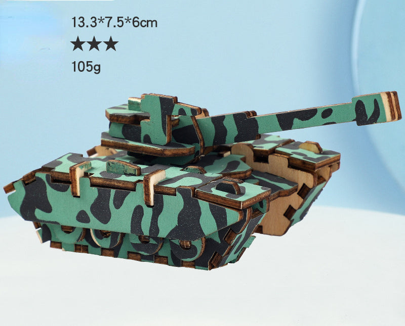 Children's cartoon 3D wooden military educational toys puzzle