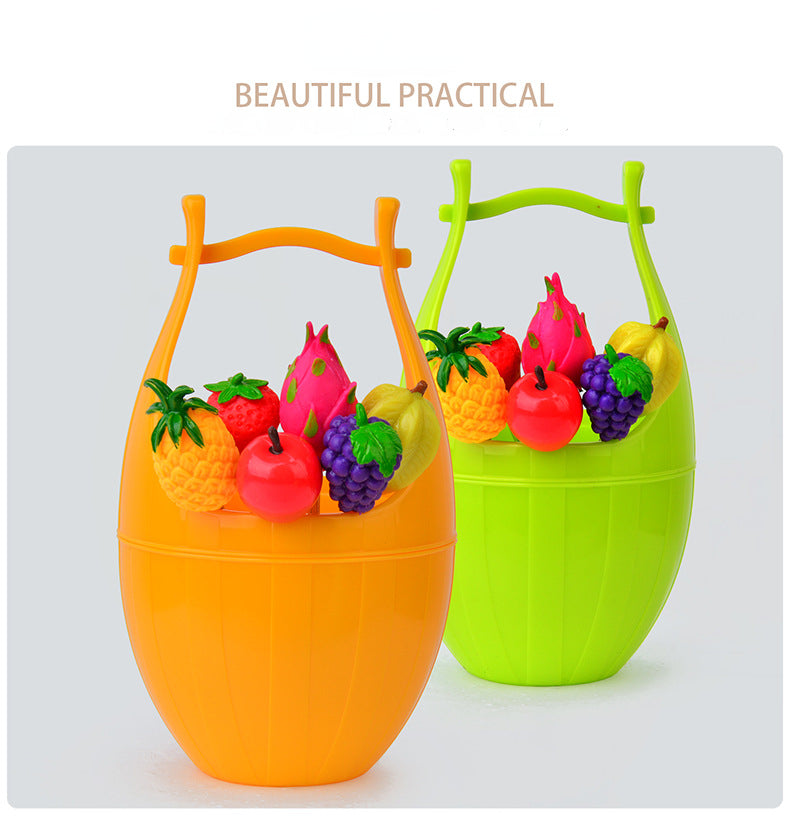 Creative mini barrel fruit fork set