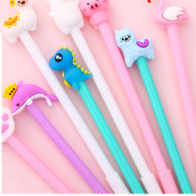 Cute Cartoon Multicoloured Neutral Pens Set of 3 (colour styles random)