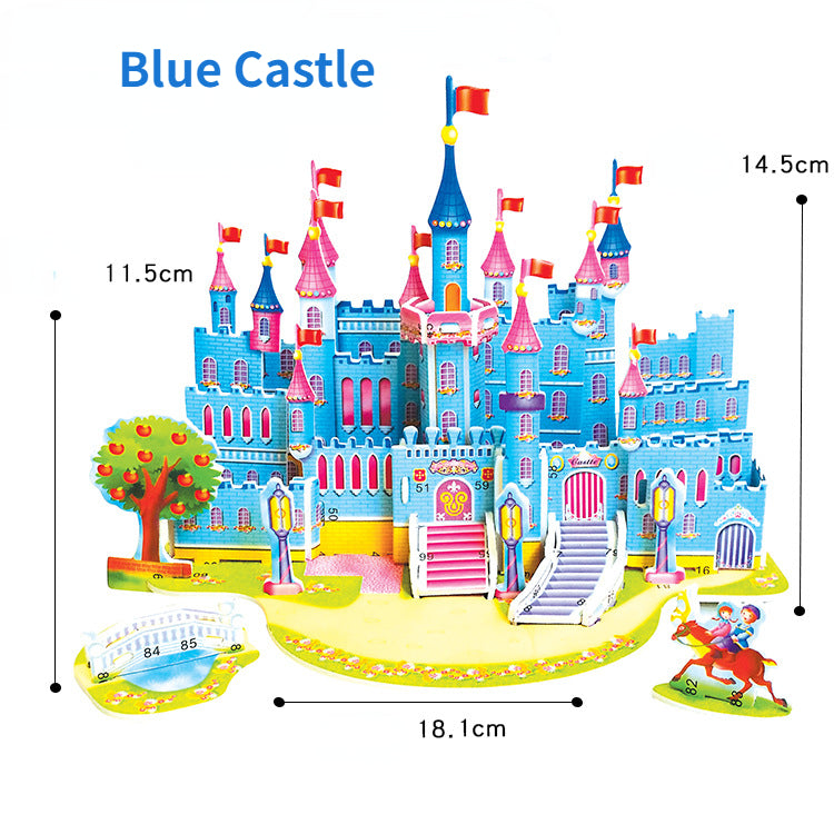 Children's cartoon 3D paper  building puzzle