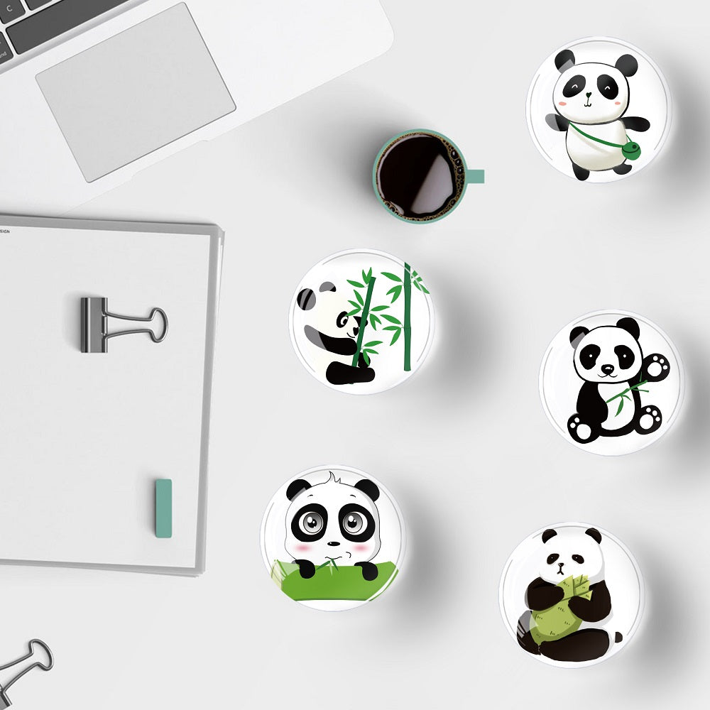 Creative crystal glass cartoon panda refrigerator stickers (12pcs/set)