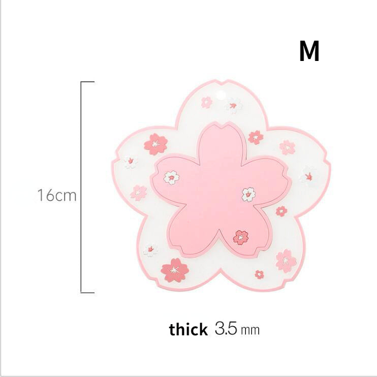 PVC soft rubber cherry blossom heat insulator coasters (3pcs/set for small and large)