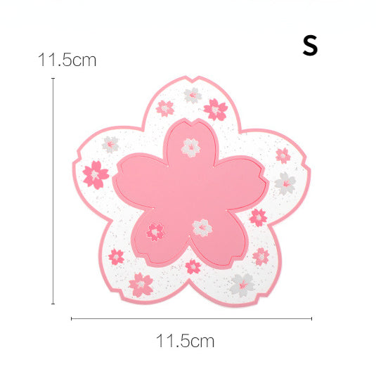 PVC soft rubber cherry blossom heat insulator coasters (3pcs/set for small and large)