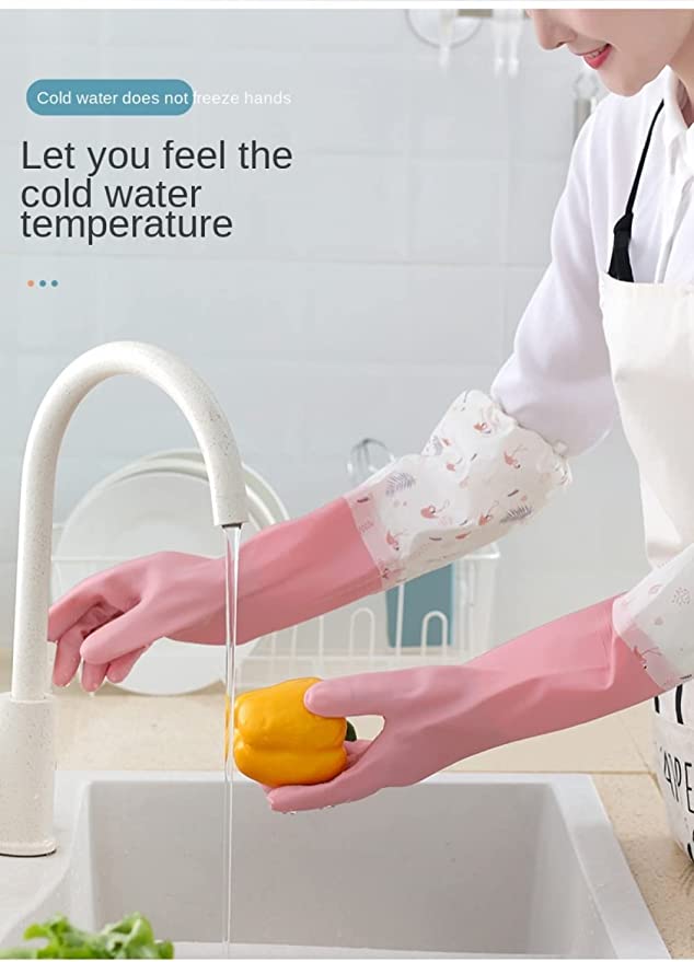 Winter thickened rubber dishwashing gloves