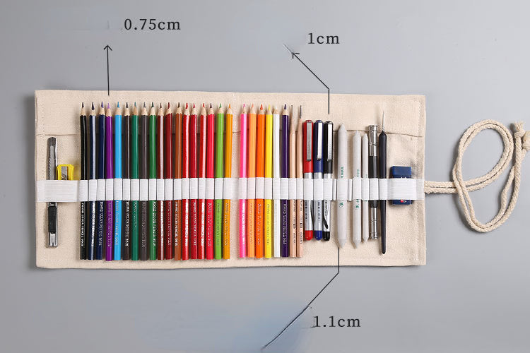 Ethnic style canvas printing simple roll pencil bag