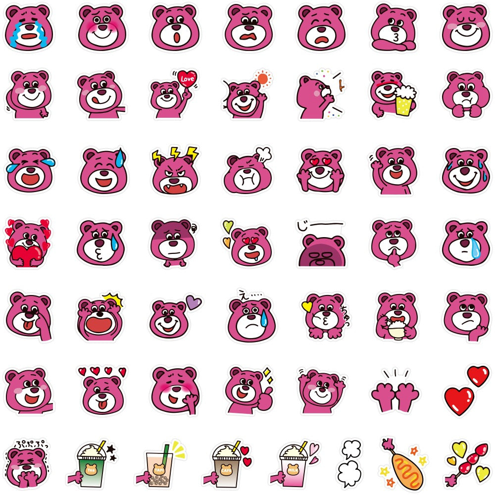 Cute Pink Bear Stickers (60pcs)