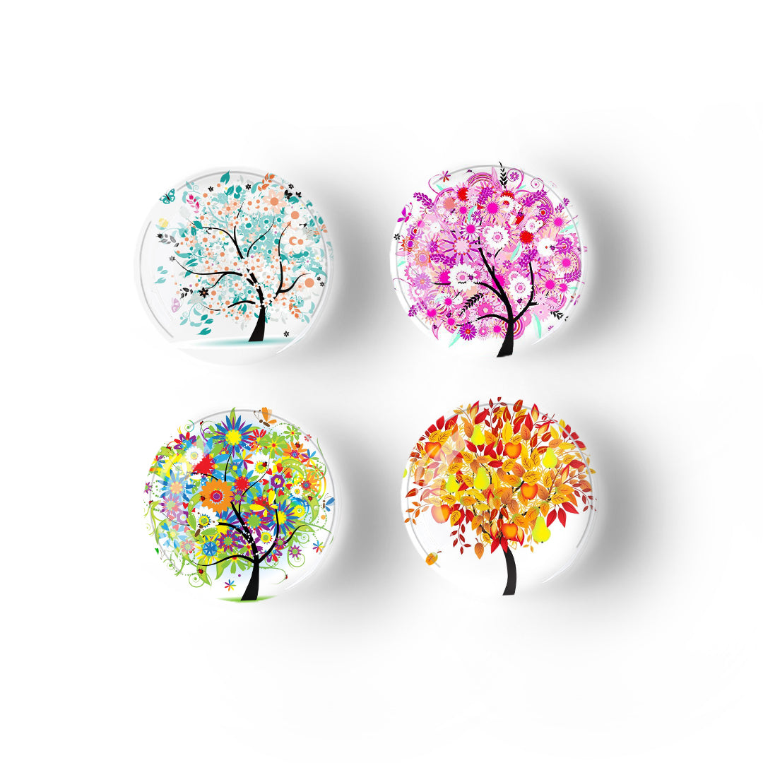 Tree of life series crystal glass refrigerator stickers (12pcs/set)