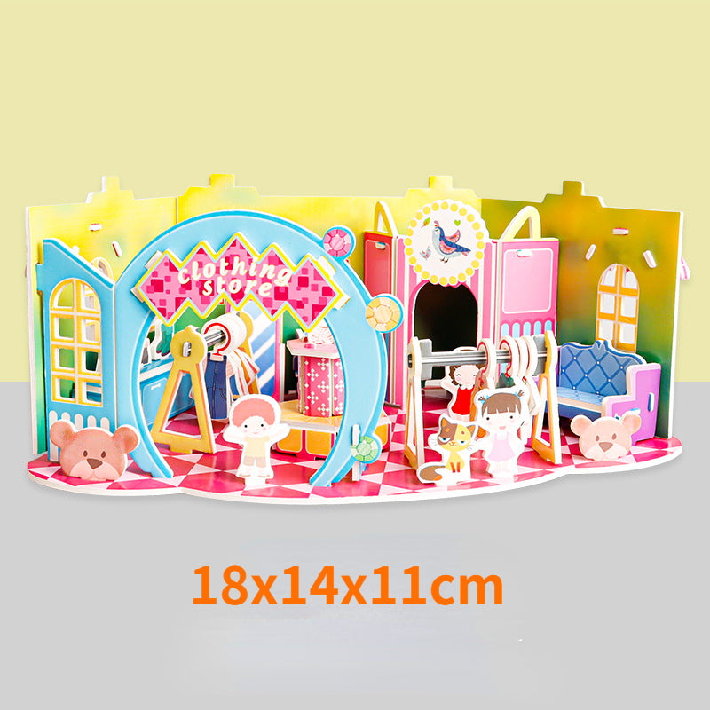 Cartoon house paper 3d model puzzle set (Set of 4)