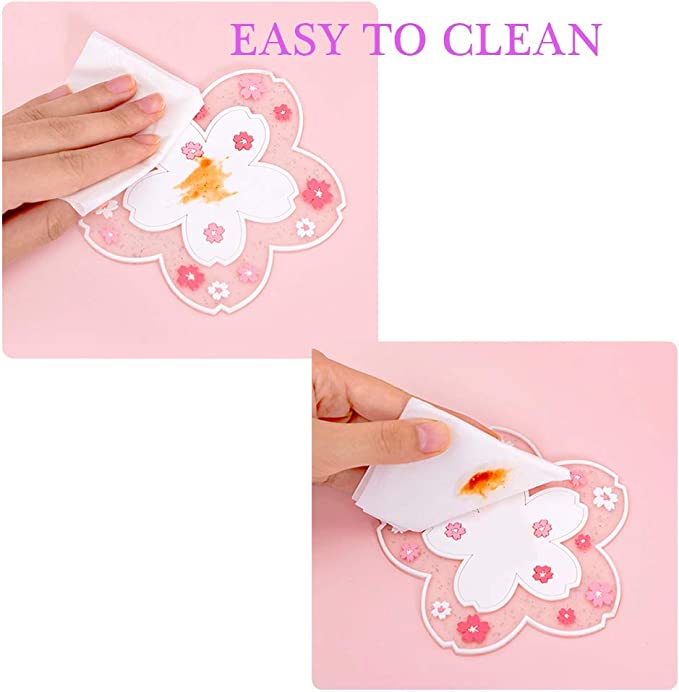 PVC soft rubber cherry blossom heat insulator coasters (3pcs/set for small and large)