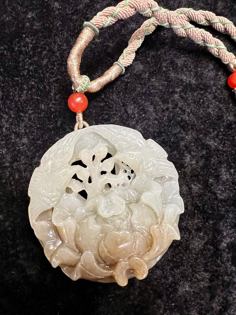 A Creatively Double-sided Carved Jade Pendant Necklace