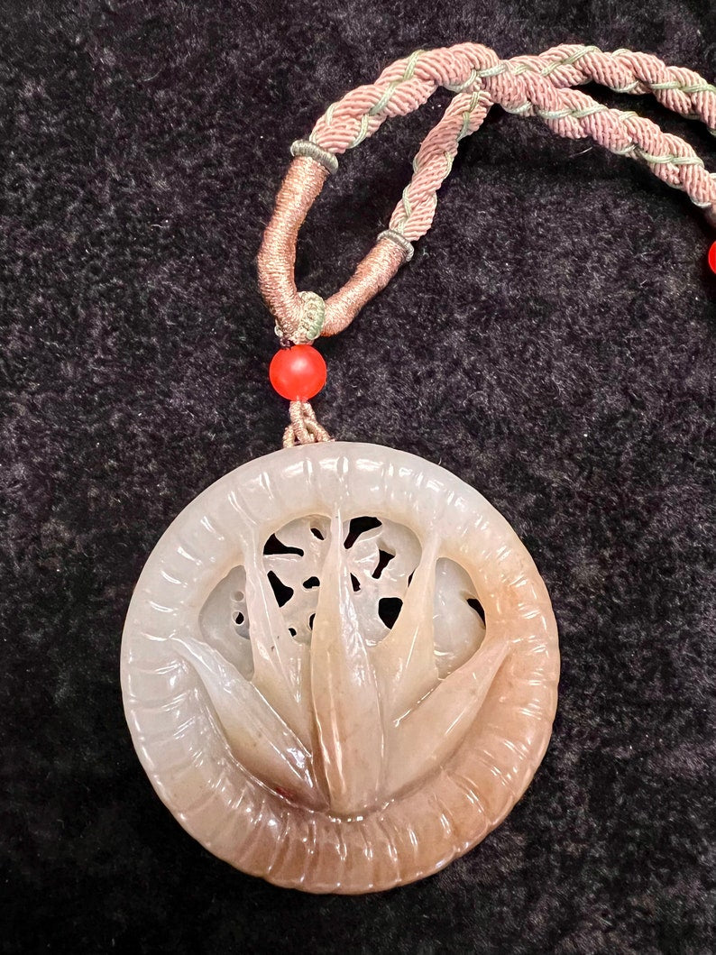 A Creatively Double-sided Carved Jade Pendant Necklace