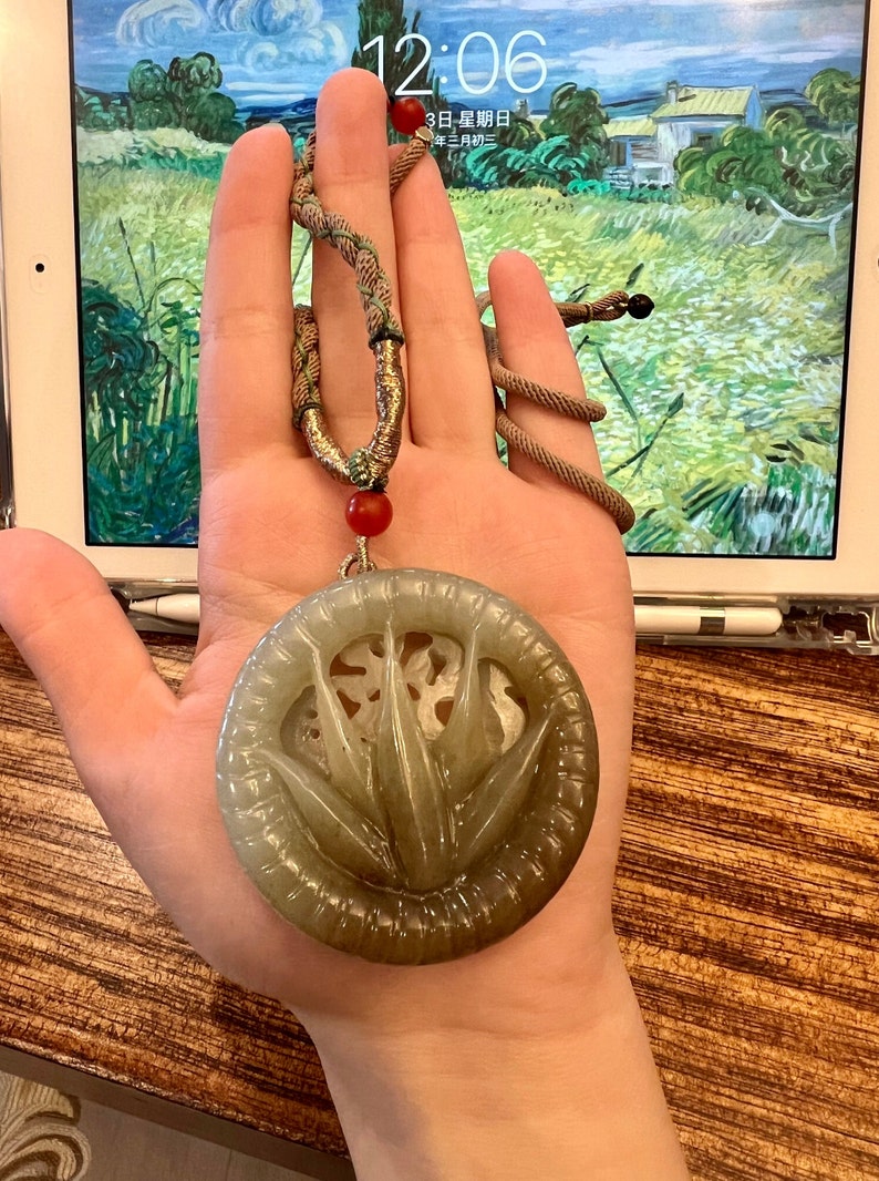 A Creatively Double-sided Carved Jade Pendant Necklace