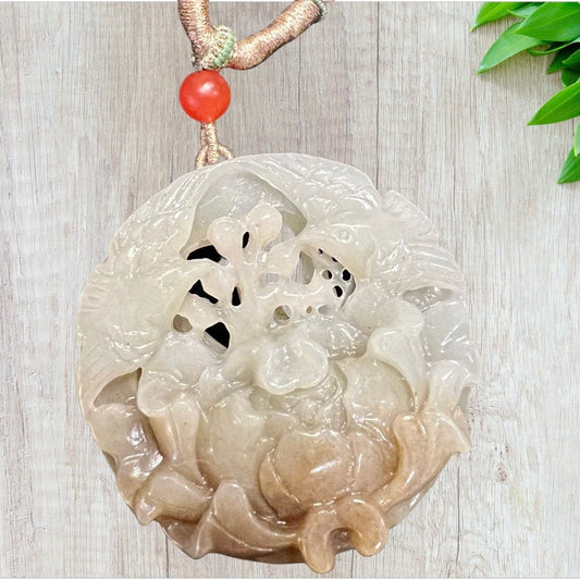A Creatively Double-sided Carved Jade Pendant Necklace