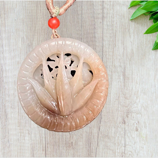 A Creatively Double-sided Carved Jade Pendant Necklace