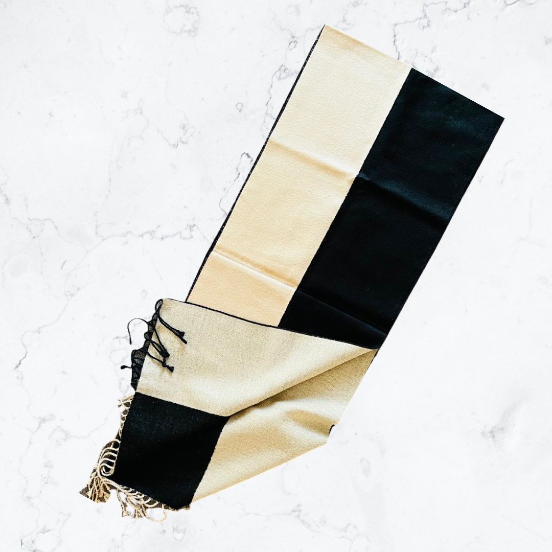 Black and white silk scarf