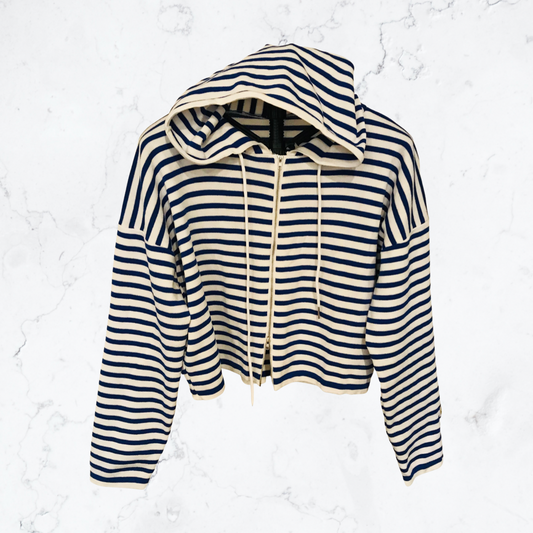 Fashion striped sweatshirt with hood