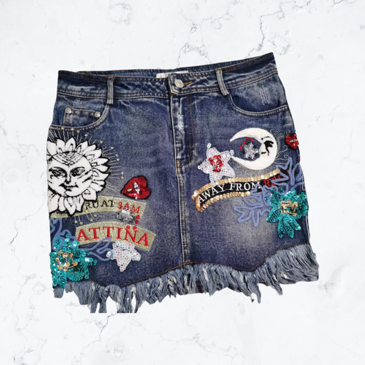 Embroidered tassel fashion denim shorts