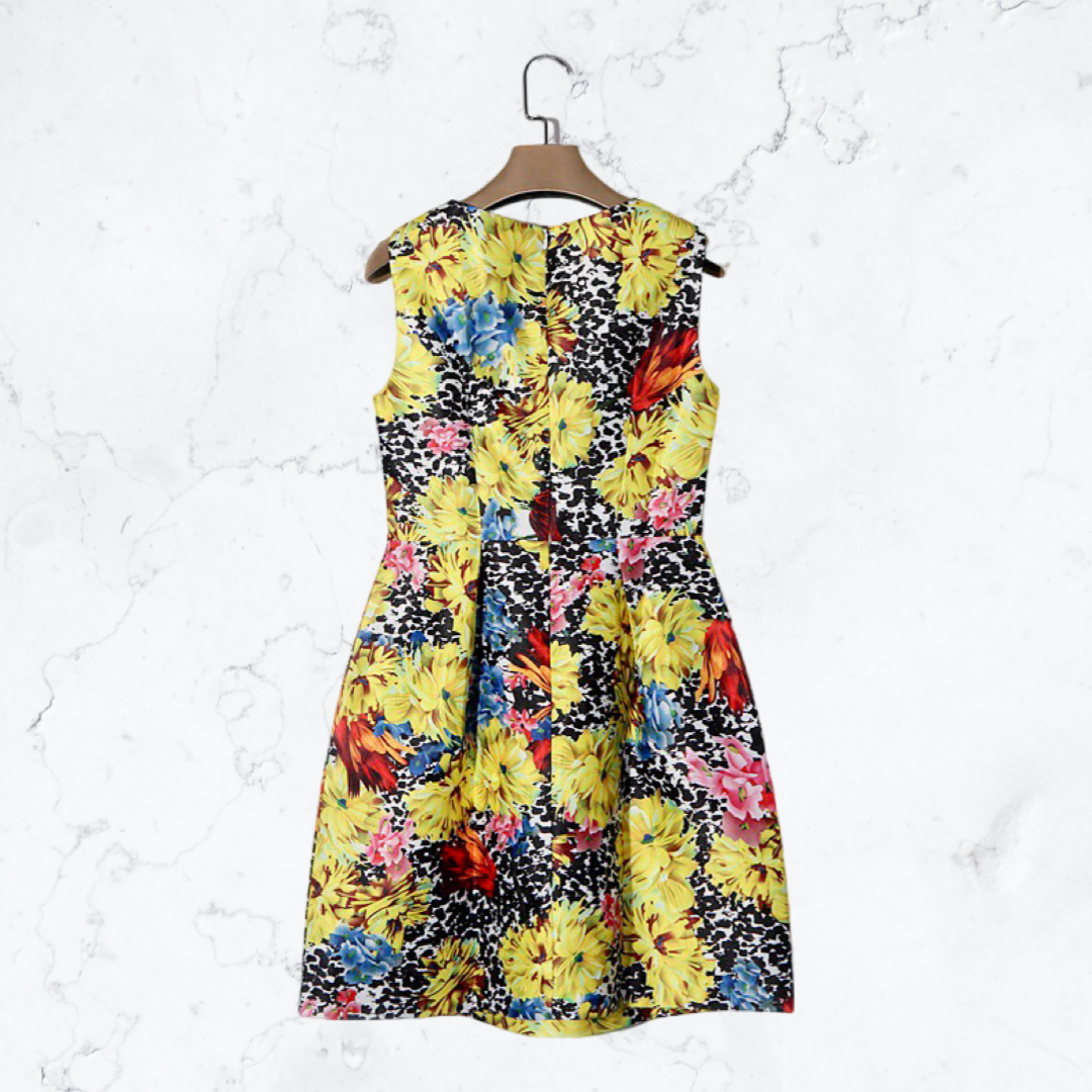 Literary print high waist  dress