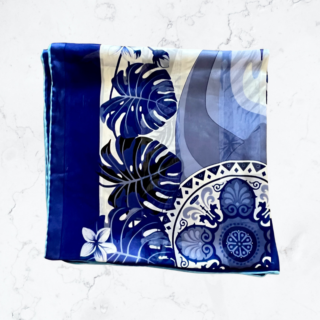 Hand-rolled silk large square scarf