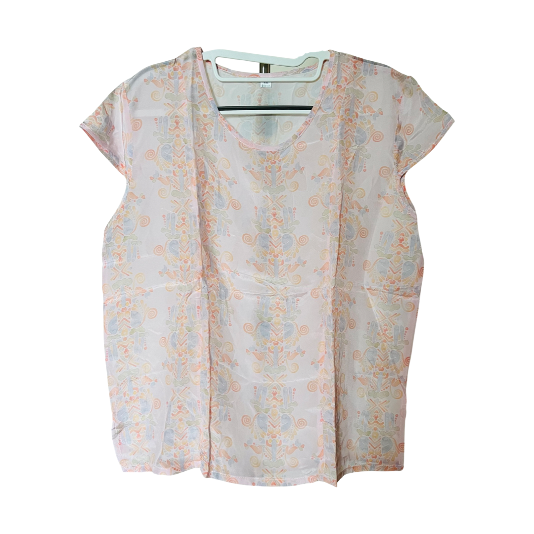 Light crush flower short-sleeved T-shirt