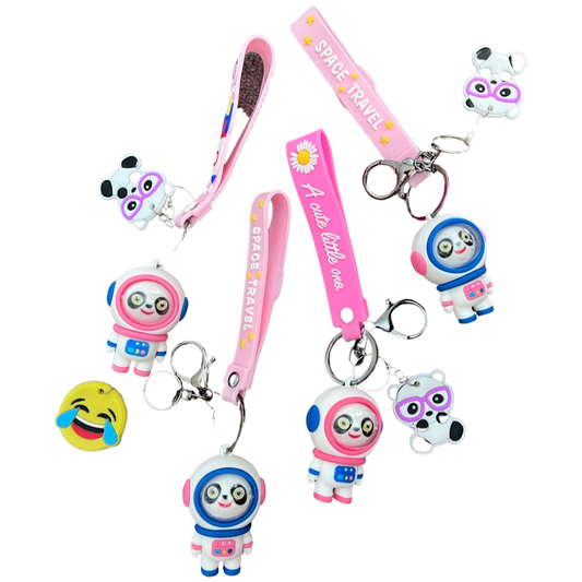 Panda doll astronaut key chain