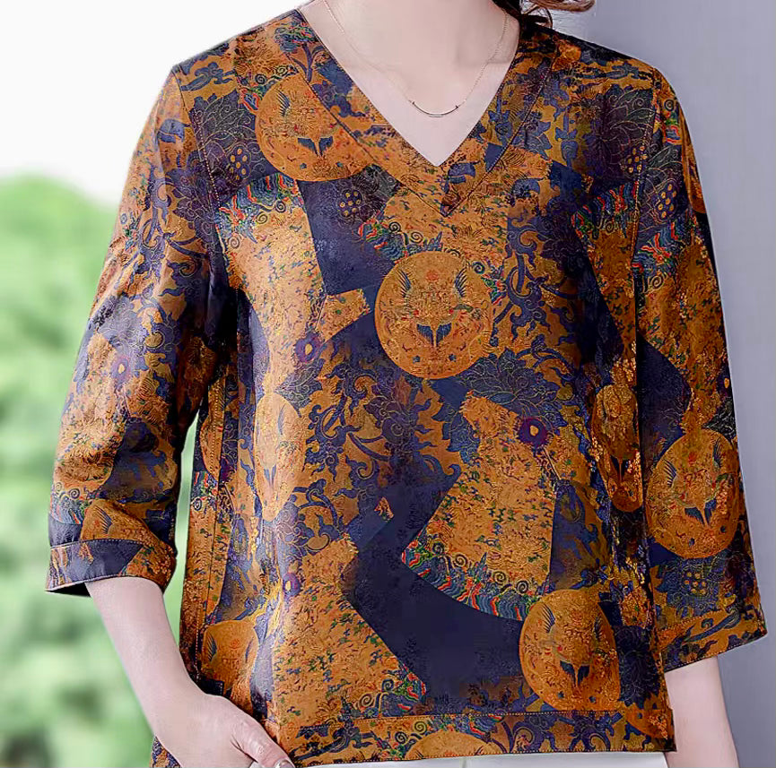 Satin mulberry silk reversible top