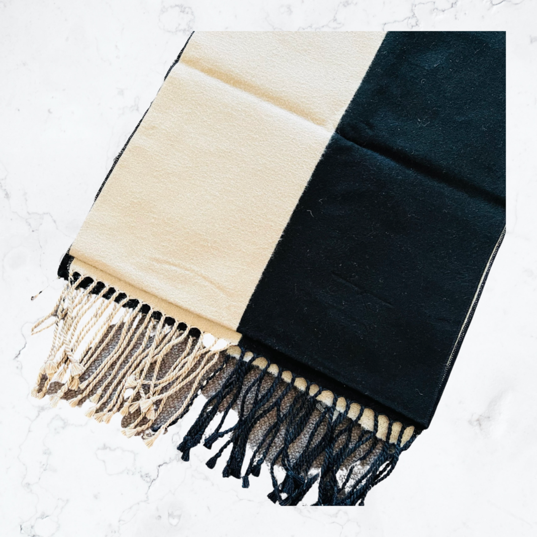 Black and white silk scarf