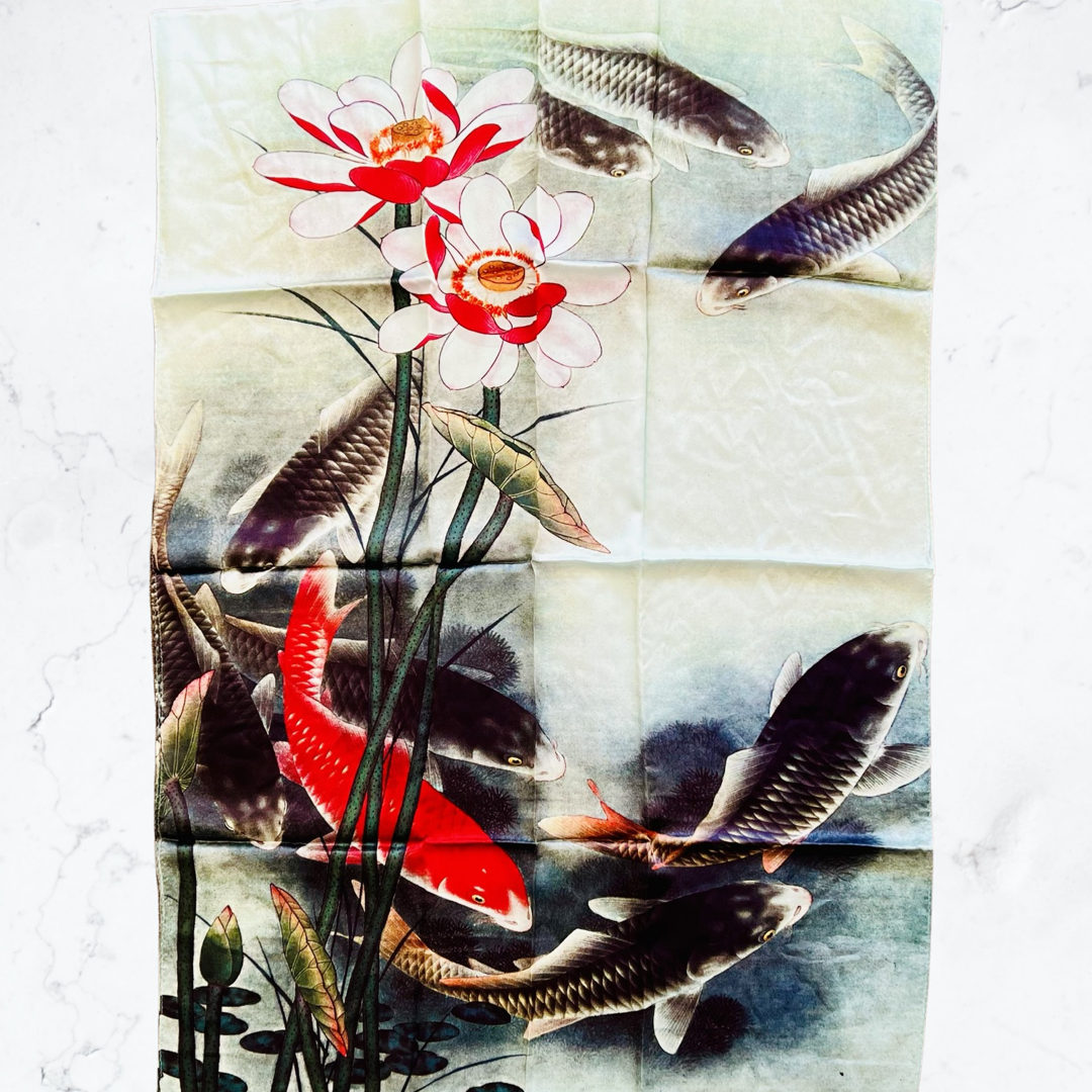 Chinese style goldfish silk scarf