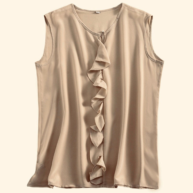 Light brown color silk satin sleeveless undershirt