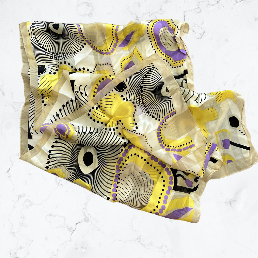 Refreshing yellow long silk scarf