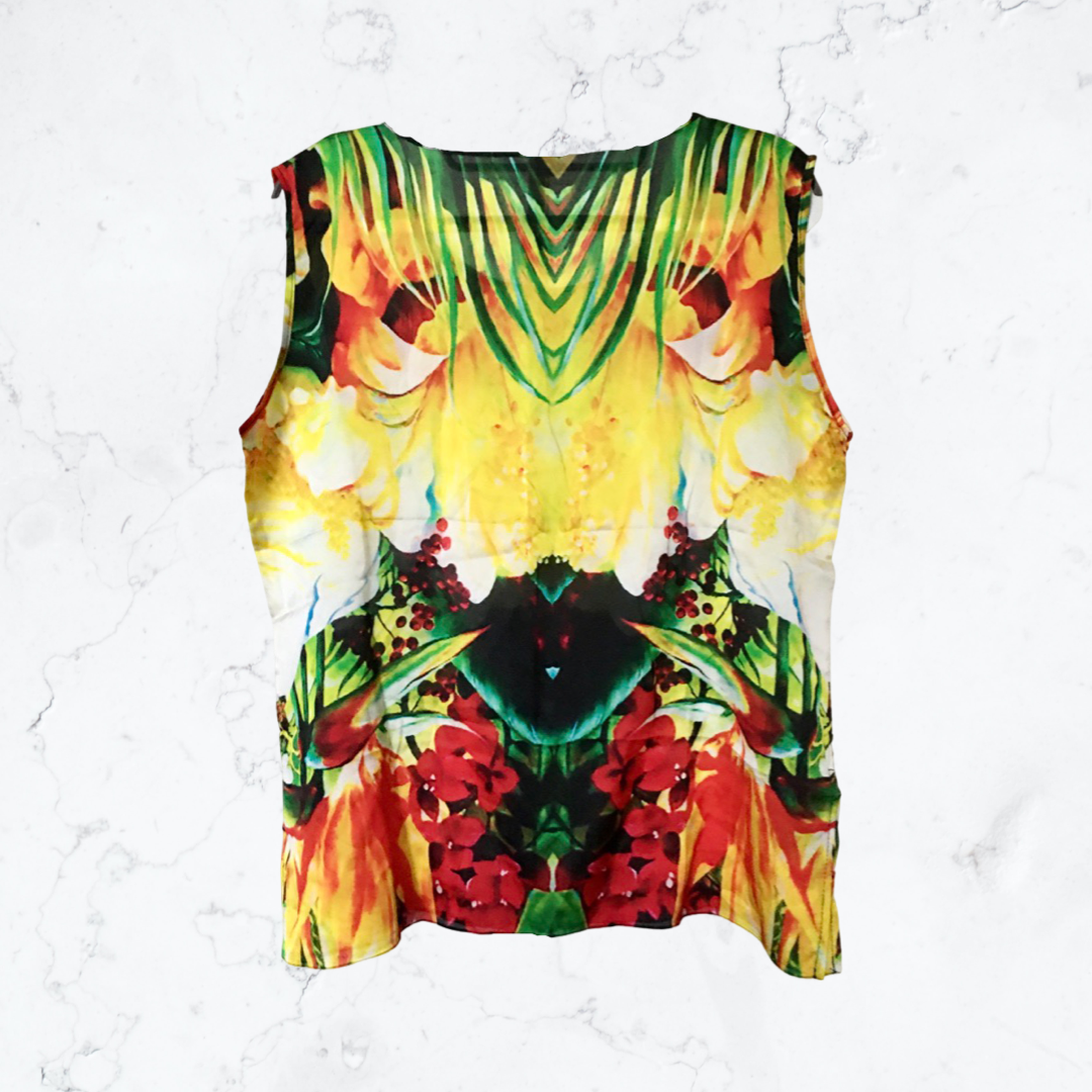 Yellow green sleeveless silk undershirt