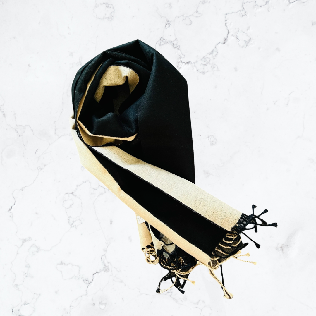 Black and white silk scarf