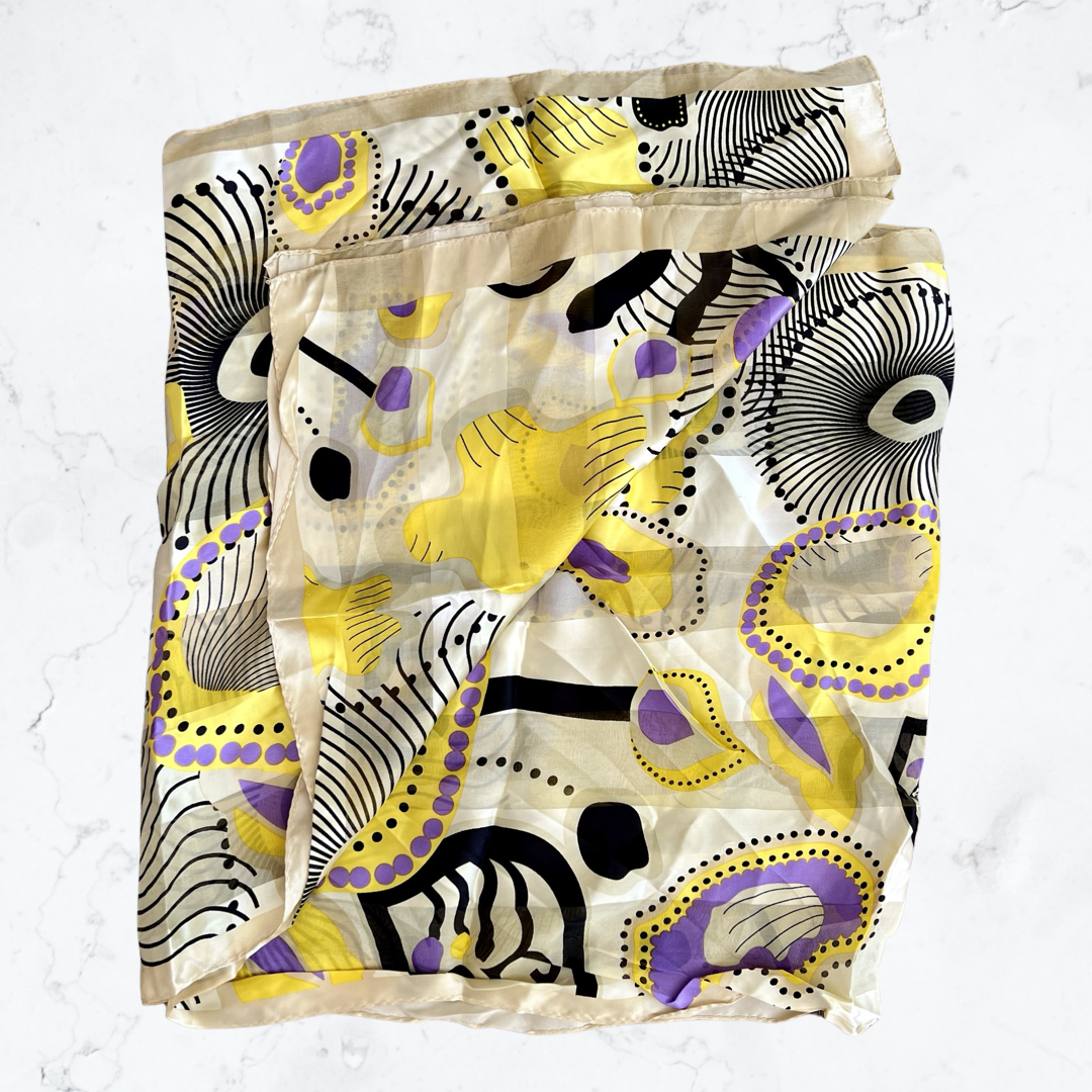 Refreshing yellow long silk scarf