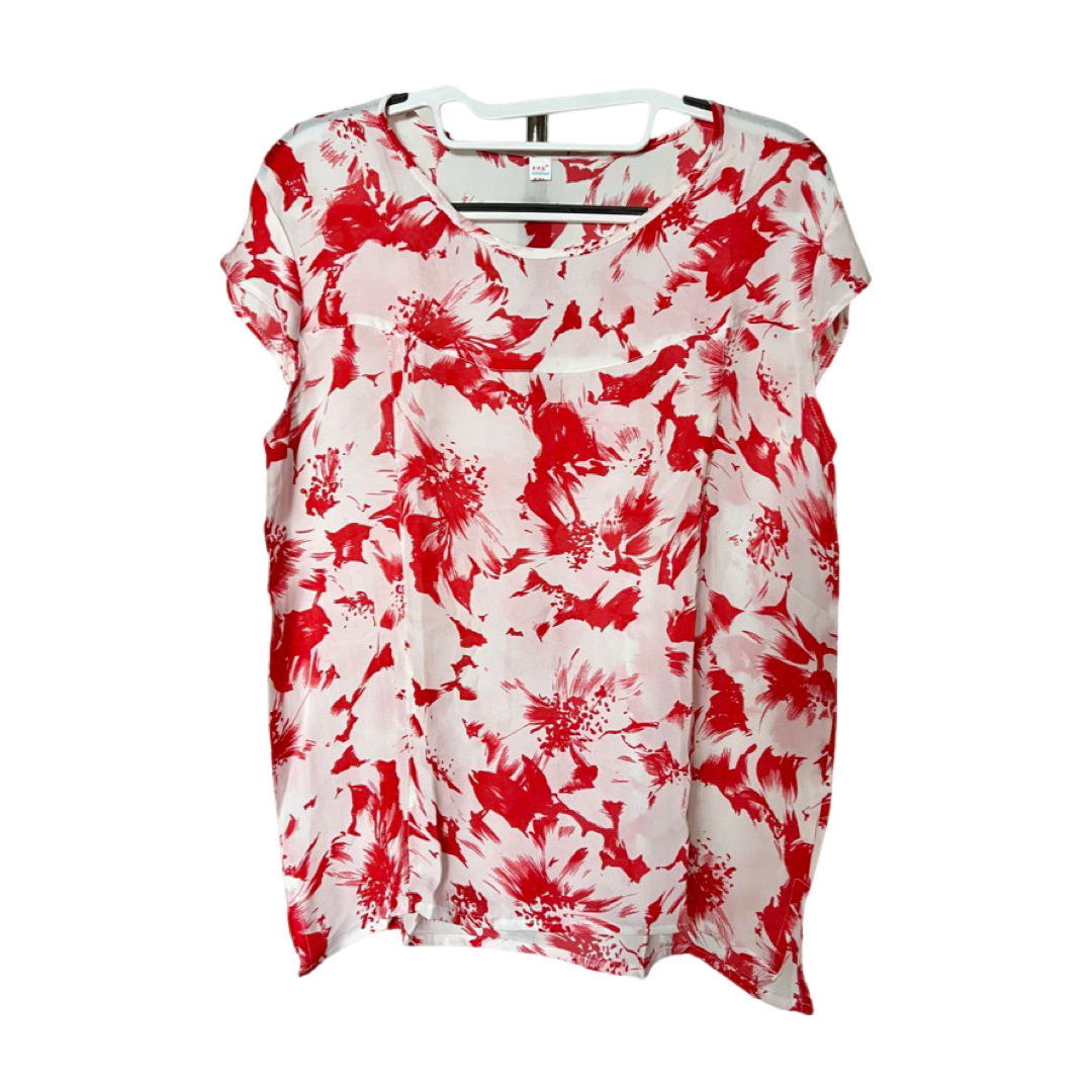 Red and white flower sleeveless silk undershirt