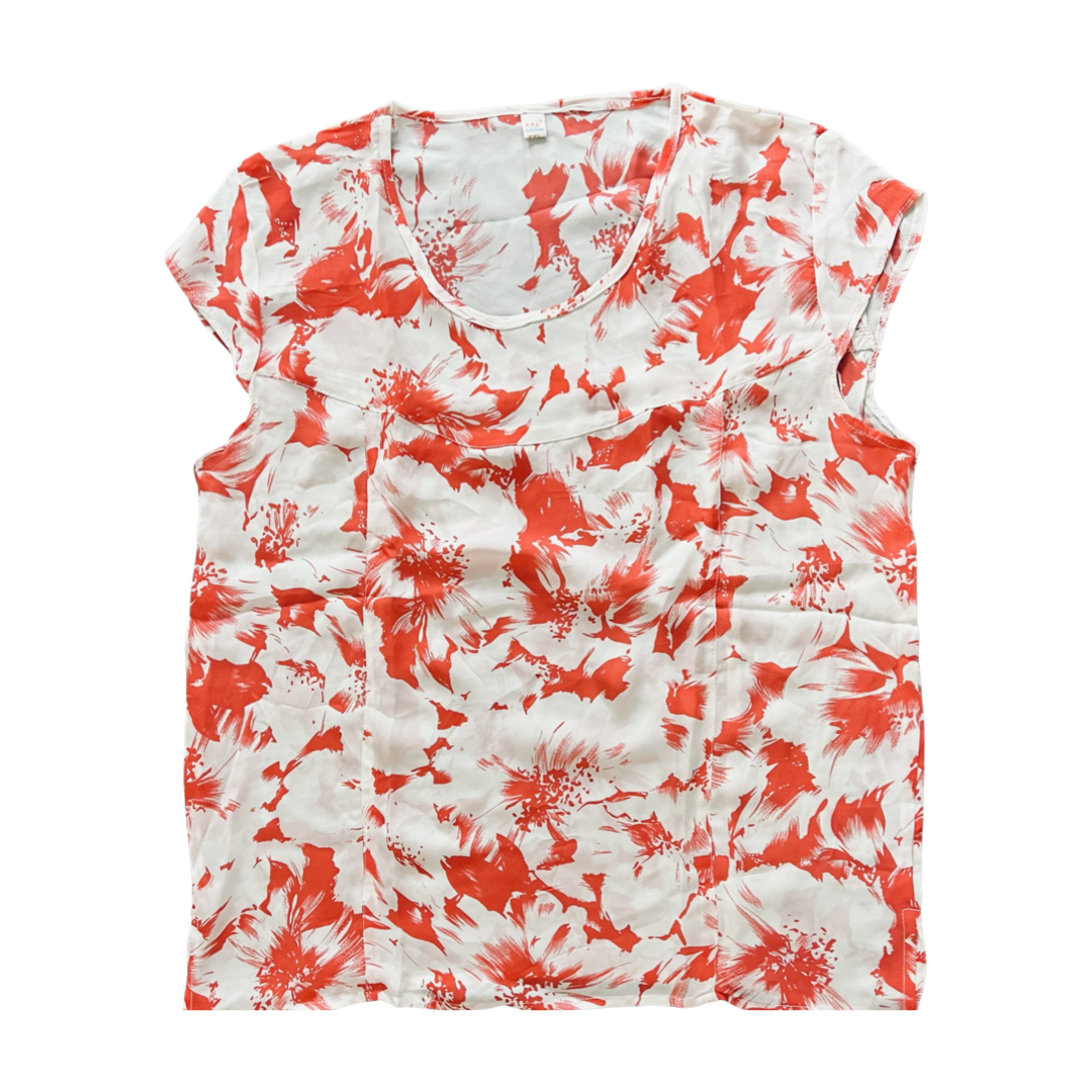 Red and white flower sleeveless silk undershirt