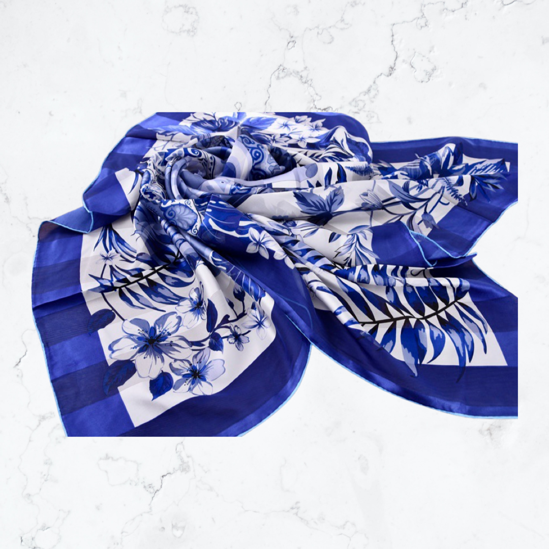 Hand-rolled silk large square scarf