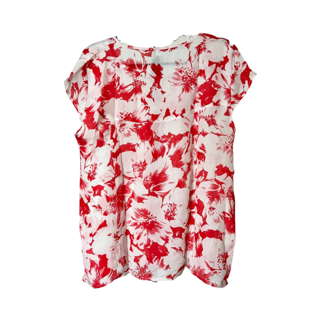 Red and white flower sleeveless silk undershirt