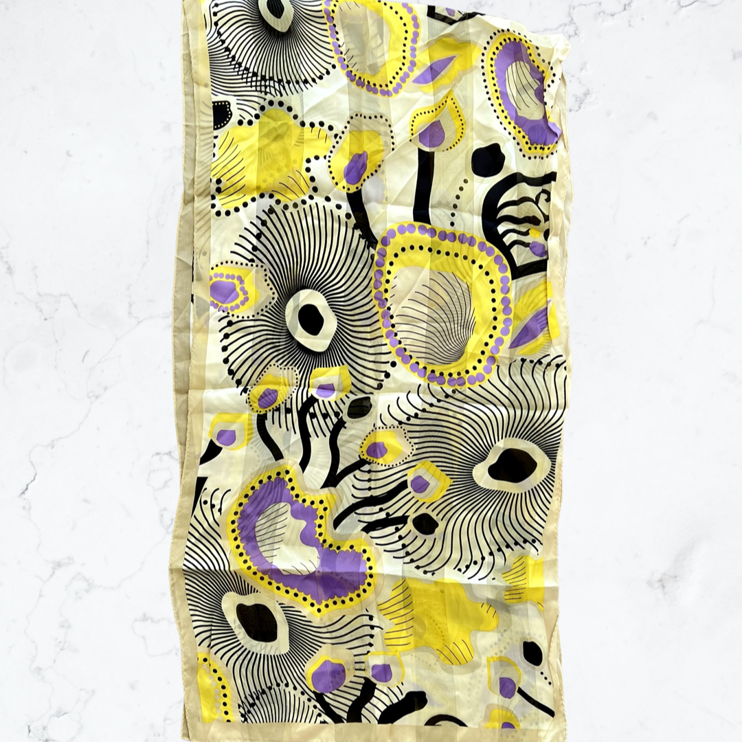 Refreshing yellow long silk scarf