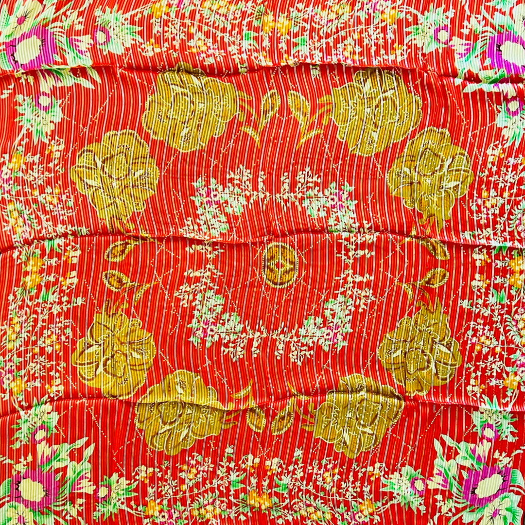 Red gold flower large square scarf