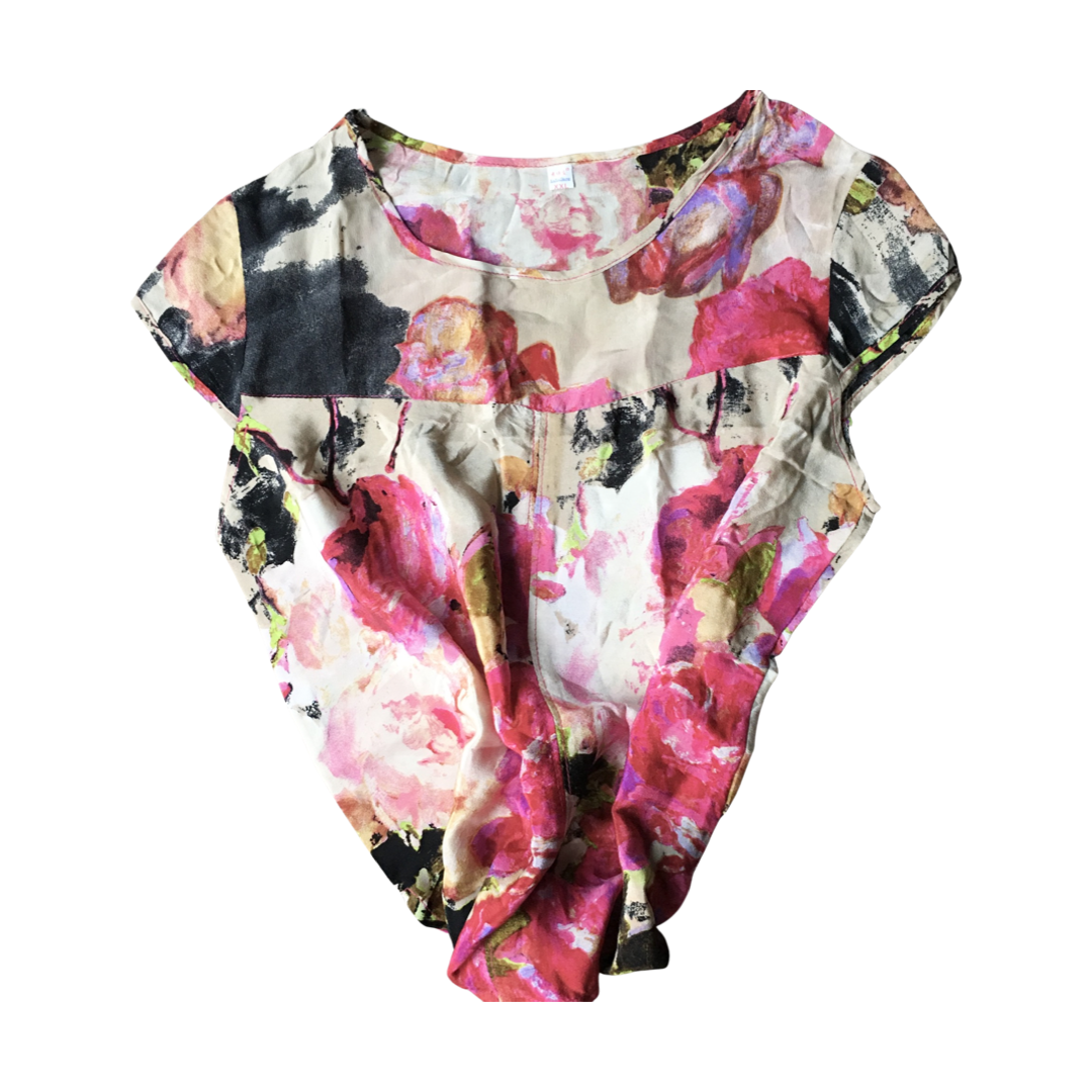 Silk floral T-shirt