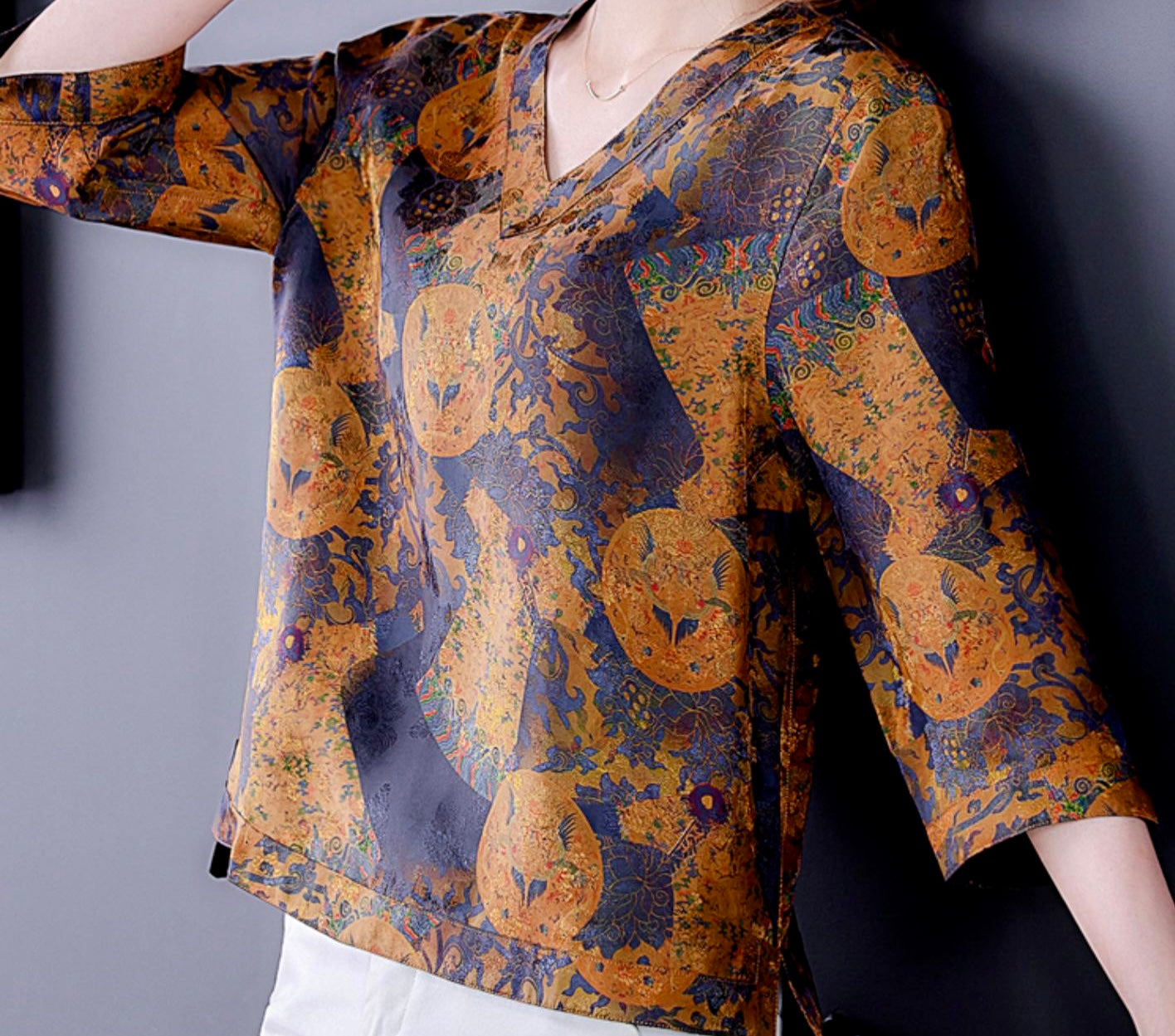 Satin mulberry silk reversible top