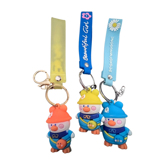 Cute hat wearing duck key chain