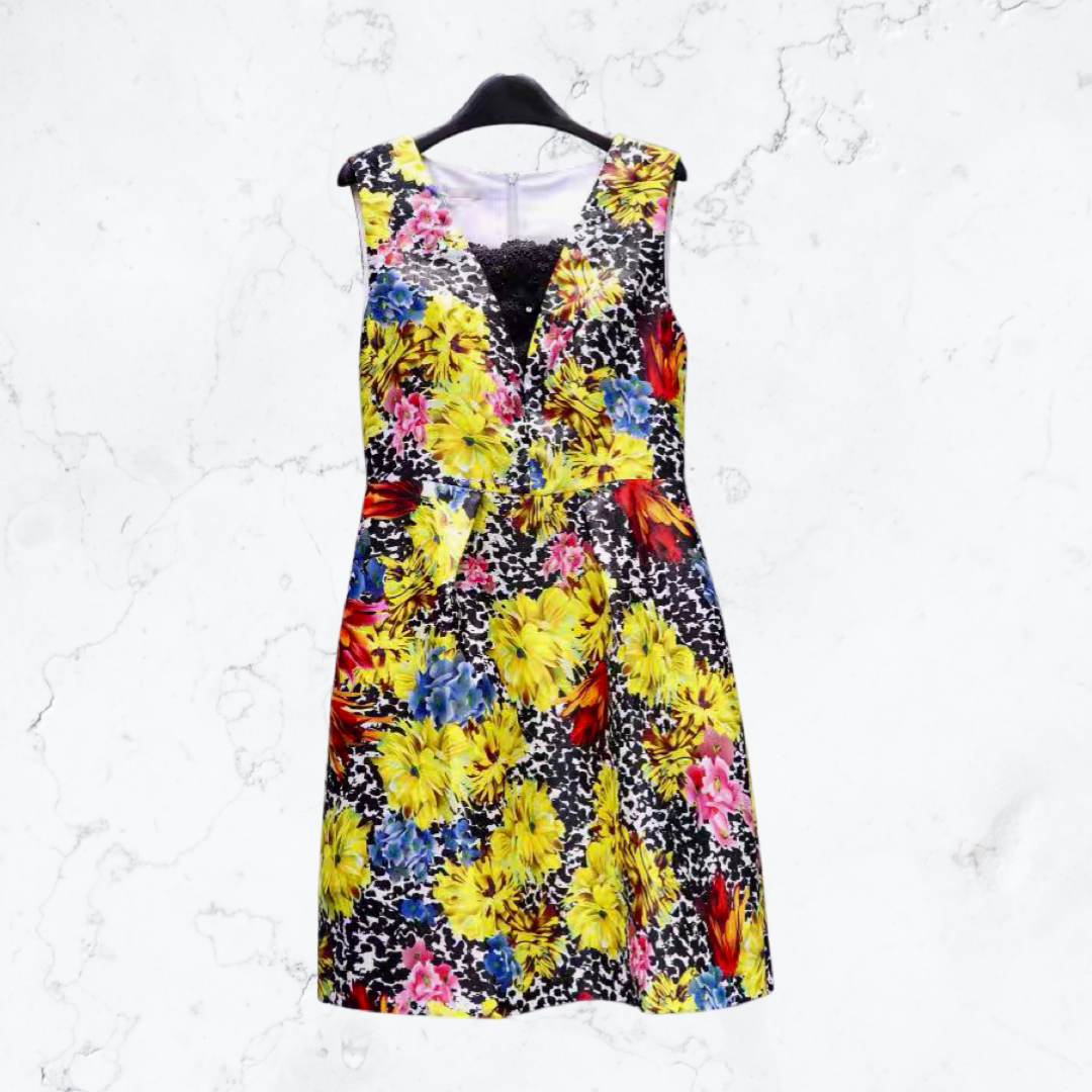 Literary print high waist  dress