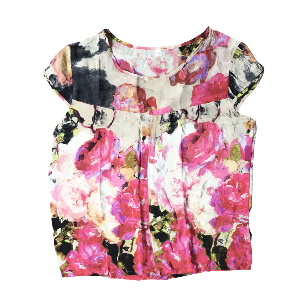 Silk floral T-shirt