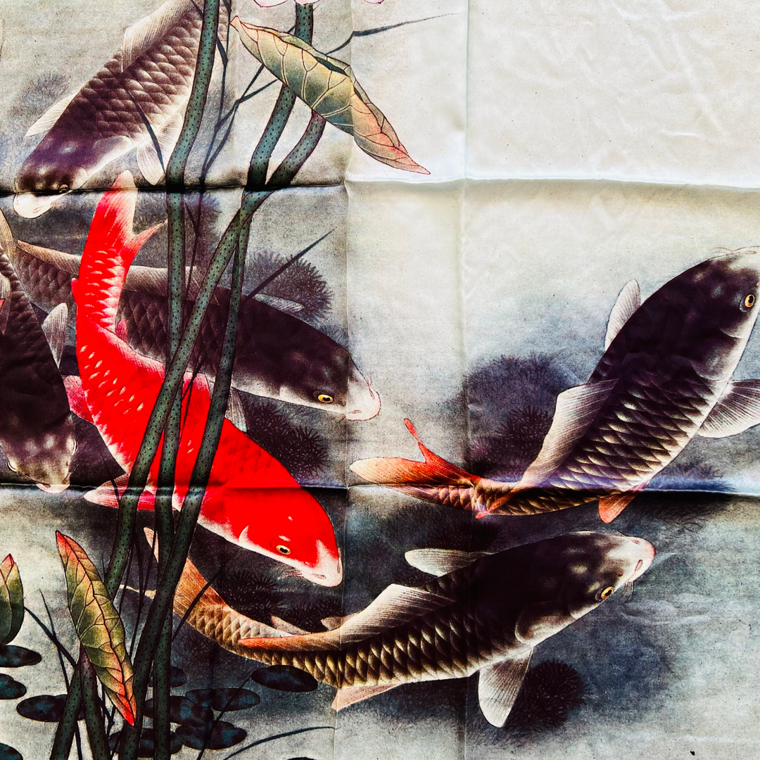 Chinese style goldfish silk scarf