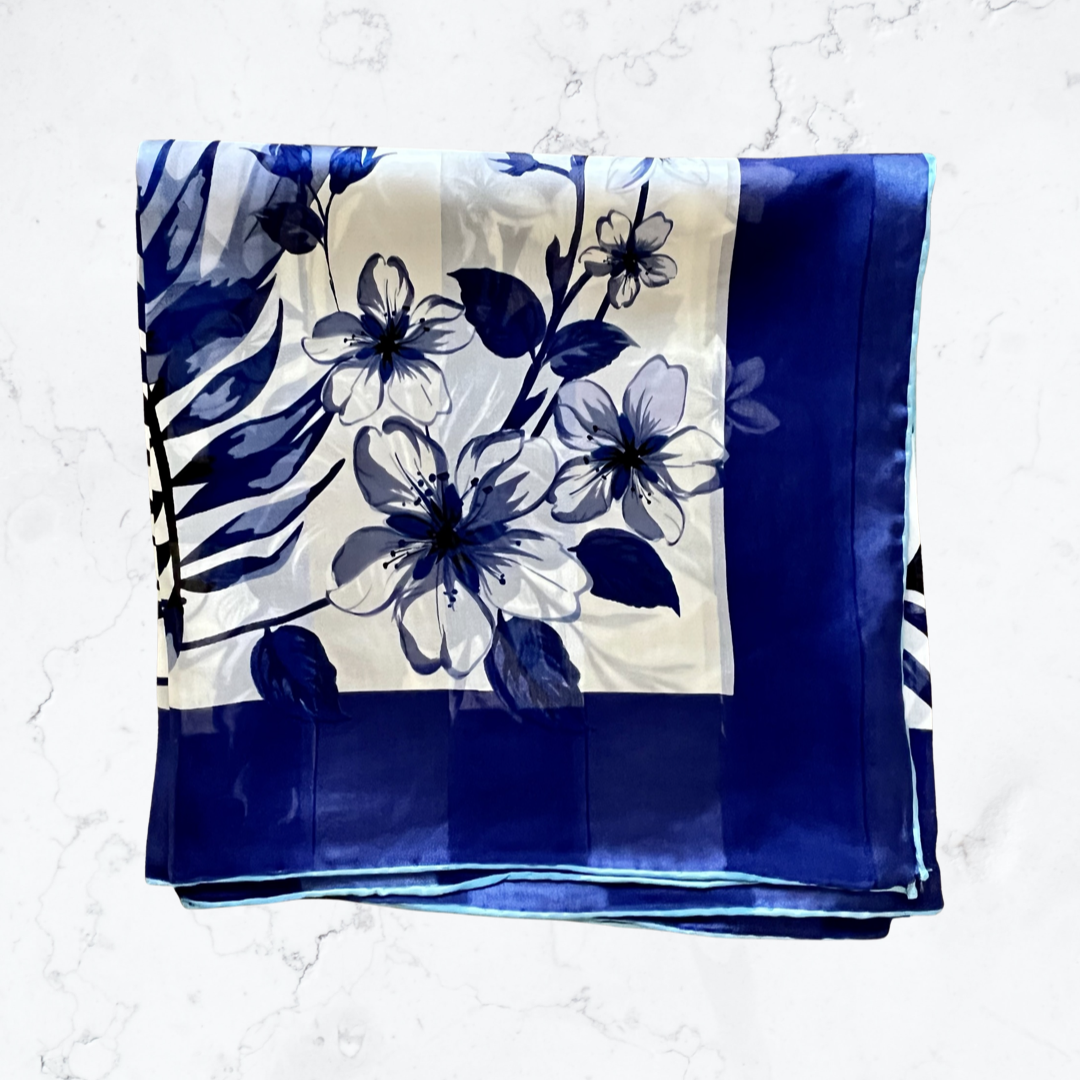 Hand-rolled silk large square scarf