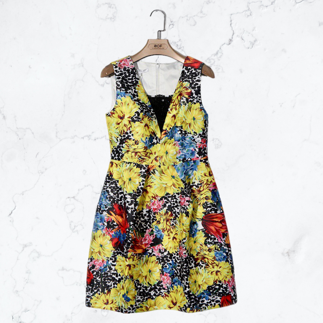 Literary print high waist  dress